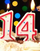 Свечи 14 лет на торте 