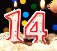 Свечи 14 лет на торте 