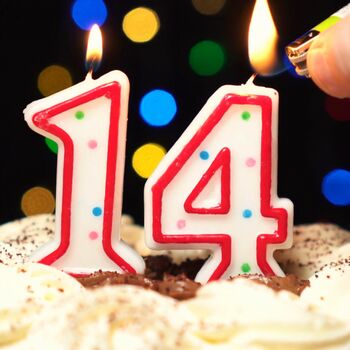 Свечи 14 лет на торте 